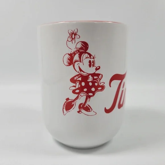 Disney Parks‎ Minnie Mickey Mouse Once Upon A Time Red White Sketch Coffee Mug - Picture 3 of 8